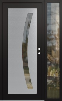 Diamond C4 52" x 80" black/black clear Glass Panel stainless steel LHI with Sidelite clear Glass