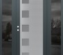 Modern Steel Front Door Diamond C5 60" x 80" anthracite/anthracite frosted Glass Panel stainless steel RHI with 2 Sidelites mirrored Glass