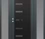 Modern Steel Front Door Diamond C8 64" x 80" anthracite/anthracite mirrored Glass Panel black RHI with 2 Sidelites frosted Glass