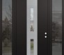 DIAMOND A6 64" X 96" BLACK/BLACK CLEAR GLASS PANEL STAINLESS STEEL RHI WITH 2 SIDELITES AND TRANSOM MIRRORED GLASS