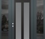 Modern Steel Front Door Diamond C14 60" x 96" anthracite/anthracite frosted Glass Panel black RHI with 2 Sidelites and Transom mirrored Glass
