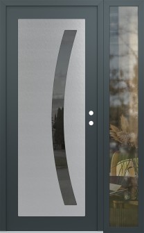Diamond C4 48" x 80" anthracite/anthracite mirrored Glass Panel stainless steel LHI with Sidelite clear Glass