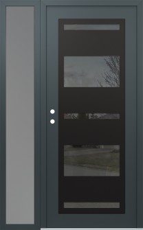 Diamond C10 50" x 80" anthracite/anthracite mirrored Glass Panel black RHI with Sidelite frosted Glass