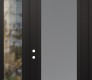 Modern Steel Front Door Diamond C1 48" x 96" black/white frosted Glass Panel black RHI with Sidelite and Transom clear Glass