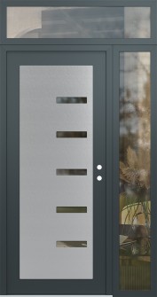 Diamond C8 48" x 96" anthracite/anthracite clear Glass Panel stainless steel LHI with Sidelite and Transom clear Glass