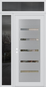Diamond C7 52" x 96" white/white clear Glass Panel stainless steel RHI with Sidelite and Transom mirrored Glass