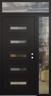 Diamond D4 48" x 96" black/black clear Glass Panel black LHI with Sidelite and Transom clear Glass