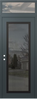 Diamond C1 36" x 96" anthracite/anthracite mirrored Glass Panel black RHI with Transom clear Glass