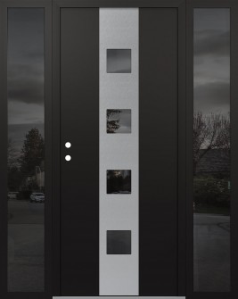 DIAMOND A12 60" X 80" BLACK/BLACK MIRRORED GLASS PANEL STAINLESS STEEL RHI WITH 2 SIDELITES MIRRORED GLASS