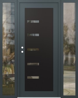 Diamond C8 60" x 80" anthracite/anthracite clear Glass Panel black RHI with 2 Sidelites clear Glass