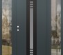 Modern Steel Front Door DIAMOND A5 68" X 80" ANTHRACITE/ANTHRACITE FROSTED GLASS PANEL BLACK RHI WITH 2 SIDELITES CLEAR GLASS