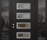 Modern Steel Front Door Diamond D1 64" x 96" black/black clear Glass Panel stainless steel RHI with 2 Sidelites and Transom mirrored Glass