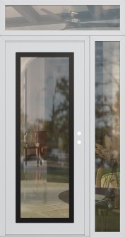 Diamond C1 48" x 96" white/white clear Glass Panel black LHI with Sidelite and Transom clear Glass