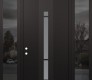 Modern Steel Front Door DIAMOND A3 64" X 96" BLACK/WHITE FROSTED GLASS PANEL BLACK RHI WITH 2 SIDELITES AND TRANSOM MIRRORED GLASS