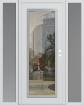 Diamond C1 68" x 80" white/white clear Glass Panel stainless steel LHI with 2 Sidelites frosted Glass