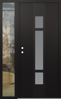 DIAMOND A9 52" X 80" BLACK/WHITE FROSTED GLASS PANEL BLACK RHI WITH SIDELITE CLEAR GLASS