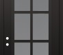 Modern Steel Front Door Diamond C16 36" x 96" black/white frosted Glass Panel black RHI with Transom clear Glass