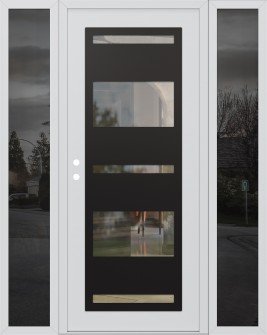 Diamond C10 68" x 80" white/white clear Glass Panel black RHI with 2 Sidelites mirrored Glass