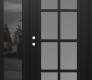 Modern Steel Front Door Diamond C16 50" x 80" black/white frosted Glass Panel black RHI with Sidelite mirrored Glass