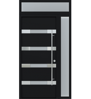 MODERN FRONT STEEL DOOR AURA BLACK/WHITE 49 1/4" X 95 11/16" LHI + SIDELITE RIGHT/TRANSOM