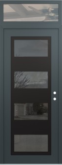 Diamond C2 36" x 96" anthracite/anthracite mirrored Glass Panel black LHI with Transom clear Glass