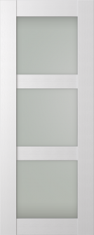 DOOR SLAB PALLADIO 3 LITE VETRO BIANCO NOBLE 24" X 96" X 1 9/16" TEMPERED FROSTED GLASS