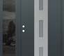 Modern Steel Front Door DIAMOND A7 52" X 80" ANTHRACITE/ANTHRACITE FROSTED GLASS PANEL STAINLESS STEEL RHI WITH SIDELITE MIRRORED GLASS