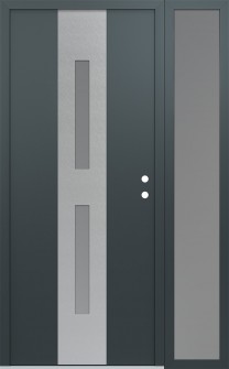 DIAMOND A6 52" X 80" ANTHRACITE/ANTHRACITE FROSTED GLASS PANEL STAINLESS STEEL LHI WITH SIDELITE FROSTED GLASS