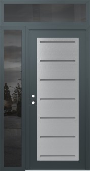 Diamond C11 52" x 96" anthracite/anthracite frosted Glass Panel stainless steel RHI with Sidelite and Transom mirrored Glass