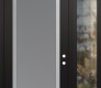 Modern Steel Front Door Diamond C1 50" x 96" black/white frosted Glass Panel stainless steel LHI with Sidelite and Transom clear Glass