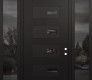 Diamond D7 60" x 96" black/black mirrored Glass Panel black LHI with 2 Sidelites and Transom mirrored Glass