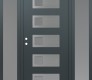 Modern Steel Front Door Diamond D2 68" x 80" anthracite/anthracite frosted Glass Panel stainless steel RHI with 2 Sidelites frosted Glass