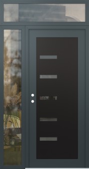 Diamond C8 52" x 96" anthracite/anthracite mirrored Glass Panel black RHI with Sidelite and Transom clear Glass