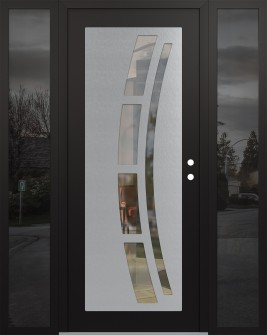 Diamond C12 60" x 80" black/black clear Glass Panel stainless steel LHI with 2 Sidelites mirrored Glass