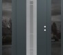 Modern Steel Front Door DIAMOND A3 64" X 80" ANTHRACITE/ANTHRACITE FROSTED GLASS PANEL STAINLESS STEEL LHI WITH 2 SIDELITES MIRRORED GLASS