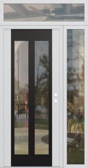 Diamond C14 48" x 96" white/white clear Glass Panel black LHI with Sidelite and Transom clear Glass