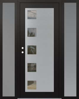Diamond C5 60" x 80" black/black clear Glass Panel stainless steel RHI with 2 Sidelites frosted Glass