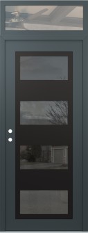 Diamond C2 36" x 96" anthracite/anthracite mirrored Glass Panel black RHI with Transom clear Glass
