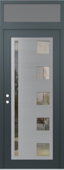 Diamond C3 36" x 96" anthracite/anthracite clear Glass Panel stainless steel RHI with Transom frosted Glass