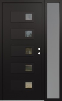 Diamond D2 48" x 80" black/black clear Glass Panel black LHI with Sidelite frosted Glass