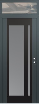 Diamond C15 36" x 96" anthracite/anthracite frosted Glass Panel black LHI with Transom clear Glass