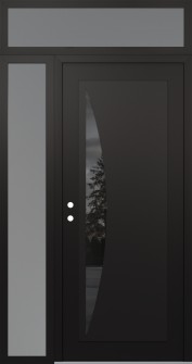 Diamond C13 48" x 96" black/black mirrored Glass Panel black RHI with Sidelite and Transom frosted Glass