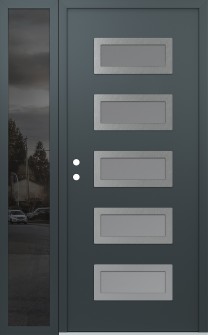 Diamond D1 50" x 80" anthracite/anthracite frosted Glass Panel stainless steel RHI with Sidelite mirrored Glass