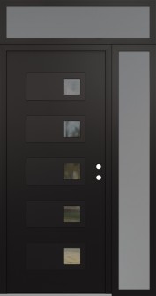 Diamond D2 52" x 96" black/black clear Glass Panel black LHI with Sidelite and Transom frosted Glass