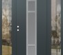 Modern Steel Front Door DIAMOND A9 60" X 80" ANTHRACITE/ANTHRACITE FROSTED GLASS PANEL STAINLESS STEEL RHI WITH 2 SIDELITES CLEAR GLASS