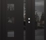 Modern Steel Front Door Diamond C3 52" x 80" black/black mirrored Glass Panel black LHI with Sidelite mirrored Glass