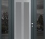 Modern Steel Front Door Diamond C14 60" x 96" anthracite/anthracite frosted Glass Panel stainless steel LHI with 2 Sidelites and Transom mirrored Glass