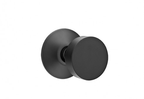 EMTEK ROUND KNOB WITH MODERN ROSETTE PRIVACY LH FLAT BLACK (US19) 5207