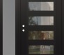 Modern Steel Front Door Diamond C9 52" x 80" black/black clear Glass Panel black RHI with Sidelite frosted Glass