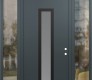 Modern Steel Front Door DIAMOND A11 60" X 96" ANTHRACITE/ANTHRACITE FROSTED GLASS PANEL BLACK LHI WITH 2 SIDELITES AND TRANSOM CLEAR GLASS